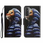 For Samsung Galaxy S22+ 5G 3D Colored Drawing Horizontal Flip Leather Phone Case(Down Jacket Cat) - 1