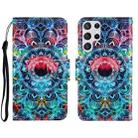 For Samsung Galaxy S22 Ultra 5G 3D Colored Drawing Horizontal Flip Leather Phone Case(Mandala) - 1