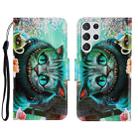 For Samsung Galaxy S22 Ultra 5G 3D Colored Drawing Horizontal Flip Leather Phone Case(Green Eyes) - 1