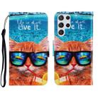 For Samsung Galaxy S22 Ultra 5G 3D Colored Drawing Horizontal Flip Leather Phone Case(Underwater Cat) - 1