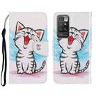 For Xiaomi Redmi 10 3D Colored Drawing Horizontal Flip Leather Phone Case(Red Mouth Cat) - 1