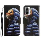 For Xiaomi Redmi K40 3D Colored Drawing Horizontal Flip Leather Phone Case(Down Jacket Cat) - 1