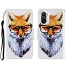 For Xiaomi Redmi K40 3D Colored Drawing Horizontal Flip Leather Phone Case(Fox) - 1