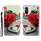 For Xiaomi Redmi K40 3D Colored Drawing Horizontal Flip Leather Phone Case(Red Rose) - 1
