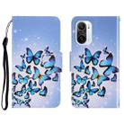 For Xiaomi Redmi K40 3D Colored Drawing Horizontal Flip Leather Phone Case(Multiple Butterflies) - 1