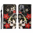 For Xiaomi Redmi Note 11 Global 3D Colored Drawing Horizontal Flip Leather Phone Case(Red Flower) - 1