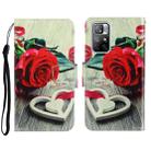 For Xiaomi Redmi Note 11 Global 3D Colored Drawing Horizontal Flip Leather Phone Case(Red Rose) - 1