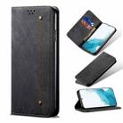 For Samsung Galaxy S22+ 5G Denim Texture Casual Style Horizontal Flip Leather Case with Holder & Card Slots & Wallet(Black) - 1