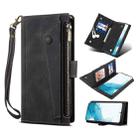 For Samsung Galaxy S22 5G Retro Frosted Horizontal Flip Leather Phone Case with Holder & Card Slot & Wallet & Zipper Pocket & Lanyard(Black) - 1