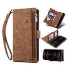 For Samsung Galaxy S22 Ultra 5G Retro Frosted Horizontal Flip Leather Phone Case with Holder & Card Slot & Wallet & Zipper Pocket & Lanyard(Brown) - 1