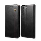 For Samsung Galaxy S22+ 5G Simple Wax Crazy Horse Texture Horizontal Flip Leather Phone Case with Card Slots & Holder(Black) - 1