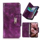 For Nokia G50 Crazy Horse Texture Magnetic Buckle Flip Leather Phone Case with 6-Card Slots(Purple) - 1