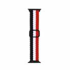 Adjustable Striped Woven Nylon Strap Watch Band For Apple Watch Series 8&7 41mm / SE 2&6&SE&5&4 40mm / 3&2&1 38mm(Black Red White) - 1