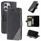 For iPhone 13 Pro Skin Feel Splicing Horizontal Flip Leather Phone Case (Black) - 1