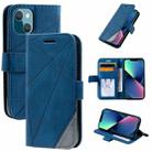 For iPhone 13 mini Skin Feel Splicing Horizontal Flip Leather Phone Case (Blue) - 1