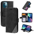 For iPhone 13 mini Skin Feel Splicing Horizontal Flip Leather Phone Case (Black) - 1