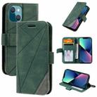 For iPhone 13 mini Skin Feel Splicing Horizontal Flip Leather Phone Case (Green) - 1