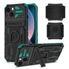 For iPhone 13 Kickstand Detachable Armband Phone Case(Deep Green) - 1