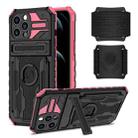 For iPhone 13 Pro Max Kickstand Detachable Armband Phone Case (Pink) - 1