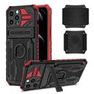 For iPhone 13 Pro Max Kickstand Detachable Armband Phone Case (Red) - 1