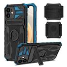 For iPhone 12 Kickstand Detachable Armband Phone Case(Blue) - 1