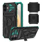 For iPhone 12 Kickstand Detachable Armband Phone Case(Deep Green) - 1