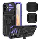 For iPhone 12 Kickstand Detachable Armband Phone Case(Purple) - 1