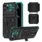 For iPhone 12 Pro Kickstand Detachable Armband Phone Case(Deep Green) - 1