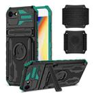 For iPhone SE 2022 / SE 2020 / 8 / 7 Kickstand Detachable Armband Phone Case(Deep Green) - 1