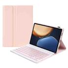 AHV7 Lambskin Texture Ultra-thin Bluetooth Keyboard Leather Tablet Case For Honor Tablet V7 Pro(Pink) - 1