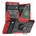 For Google Pixel 6 Pro Armor Bear Shockproof PC + TPU Phone Case with Ring Holder(Red) - 1