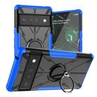 For Google Pixel 6 Pro Armor Bear Shockproof PC + TPU Phone Case with Ring Holder(Blue) - 1