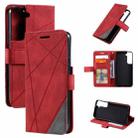 For Samsung Galaxy S22 5G Skin Feel Splicing Horizontal Flip Leather Phone Case(Red) - 1