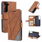 For Samsung Galaxy S22+ 5G Skin Feel Splicing Horizontal Flip Leather Phone Case(Brown) - 1