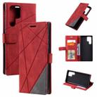For Samsung Galaxy S22 Ultra 5G Skin Feel Splicing Horizontal Flip Leather Phone Case(Red) - 1
