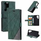 For Samsung Galaxy S22 Ultra 5G Skin Feel Splicing Horizontal Flip Leather Phone Case(Green) - 1