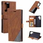 For Samsung Galaxy S22 Ultra 5G Skin Feel Splicing Horizontal Flip Leather Phone Case(Brown) - 1