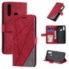 For vivo Y17 / Y3s / Y15 / Y12 / Y11 2019 Skin Feel Splicing Horizontal Flip Leather Phone Case(Red) - 1