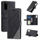 For vivo Y20 / Y20 2021 / Y20s Skin Feel Splicing Horizontal Flip Leather Phone Case(Black) - 1