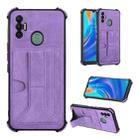 Dream Card Holder Leather Phone Case For Tecno Spark 7 / 7T(Purple) - 1