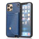 For iPhone 12 / 12 Pro Crossbody Wallet Card Bag Phone Case(Blue) - 1