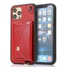 For iPhone 12 / 12 Pro Crossbody Wallet Card Bag Phone Case(Red) - 1