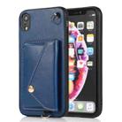 For iPhone X / XS Crossbody Wallet Card Bag Phone Case(Blue) - 1