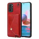 For Xiaomi Redmi Note 10 Crossbody Wallet Card Bag Phone Case(Red) - 1