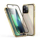 Electroplating Frame Double Sides Tempered Glass Magnetic Adsorption Phone Case For iPhone 13 Pro(Gold) - 1
