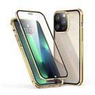 Electroplating Frame Double Sides Tempered Glass Magnetic Adsorption Phone Case For iPhone 13 Pro Max(Gold) - 1