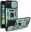 For iPhone SE 2022 / SE 2020 / 8 / 7 Sliding Camera Cover Design TPU+PC Phone Protective Case(Dark Green) - 1