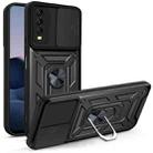 For vivo Y20/Y20i/Y20s/Y30 Sliding Camera Cover Design TPU+PC Phone Protective Case(Black) - 1