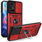 For Xiaomi Redmi Note 11 6.5 inch Sliding Camera Cover Design TPU+PC Phone Protective Case(Red) - 1
