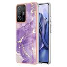 For Xiaomi Mi 11T / Mi 11T Pro Electroplating Marble IMD TPU Phone Case(Purple 002) - 1